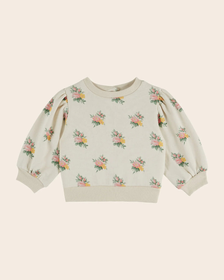 Emile et Ida girls floral print sweatshirt with delicate all-over flower pattern and long sleeves