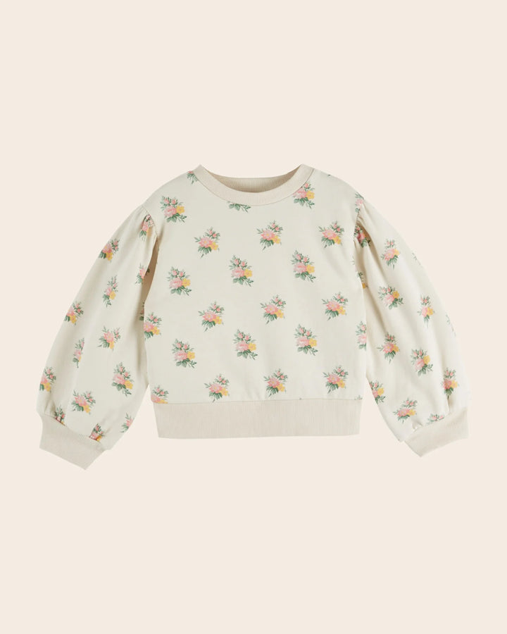 Emile et Ida girls floral print sweatshirt with delicate all-over flower pattern and long sleeves