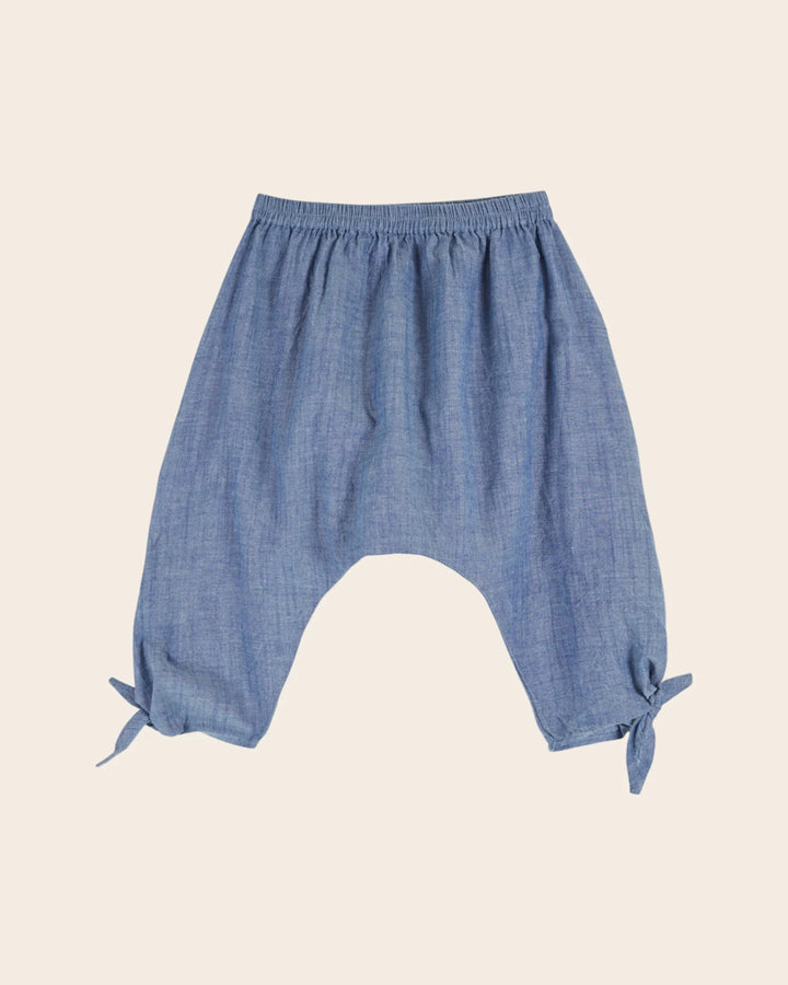 baby chambray sarouel pants in light denim
