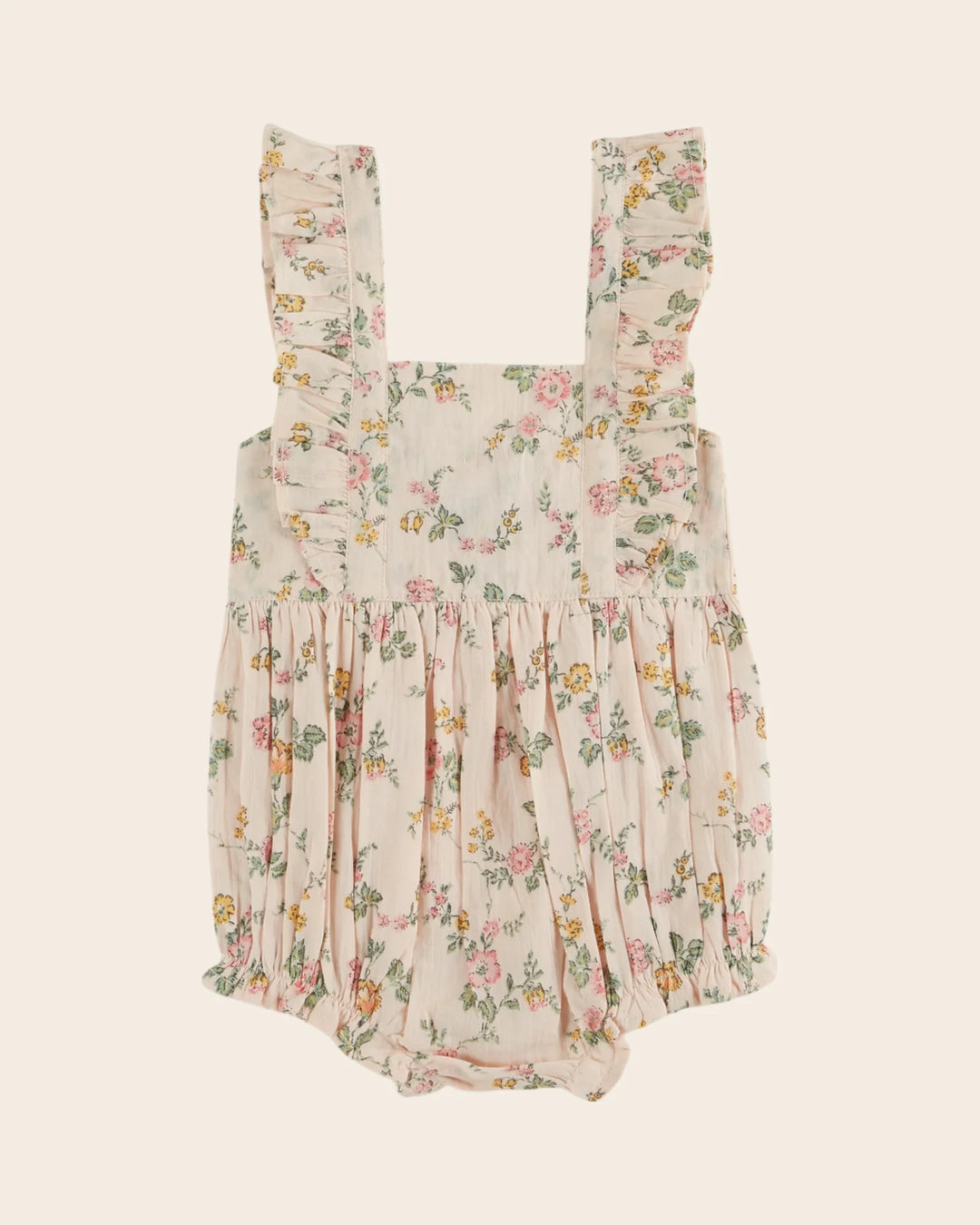 baby girl floral combibloomer with ruffle straps
