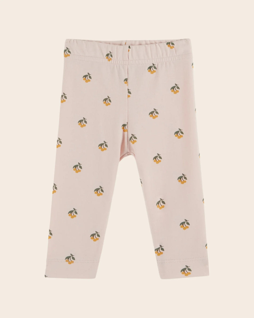 baby cherry print leggings in soft pink cotton
