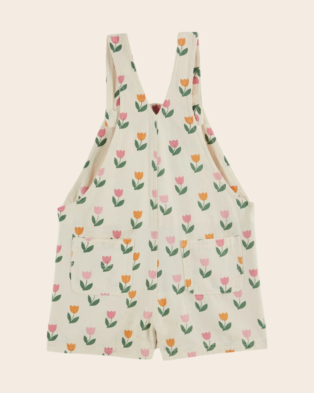 girls tulip print playsuit cream cotton
