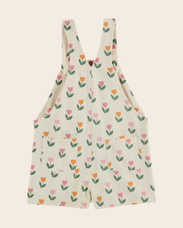girls tulip print playsuit cream cotton
