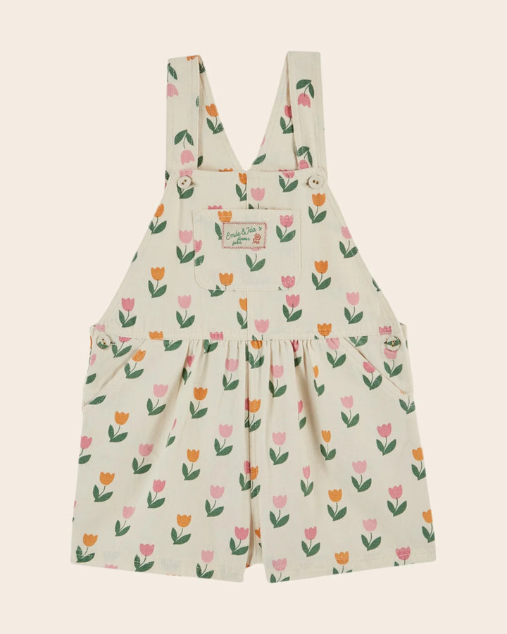 girls tulip print playsuit cream cotton
