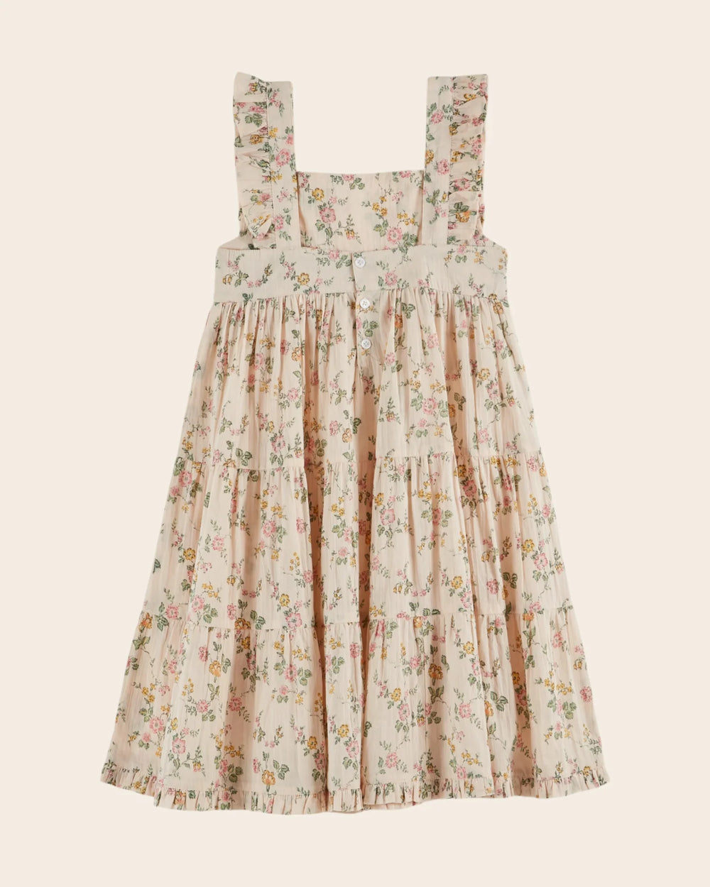 girls long cotton dress with rosier floral print