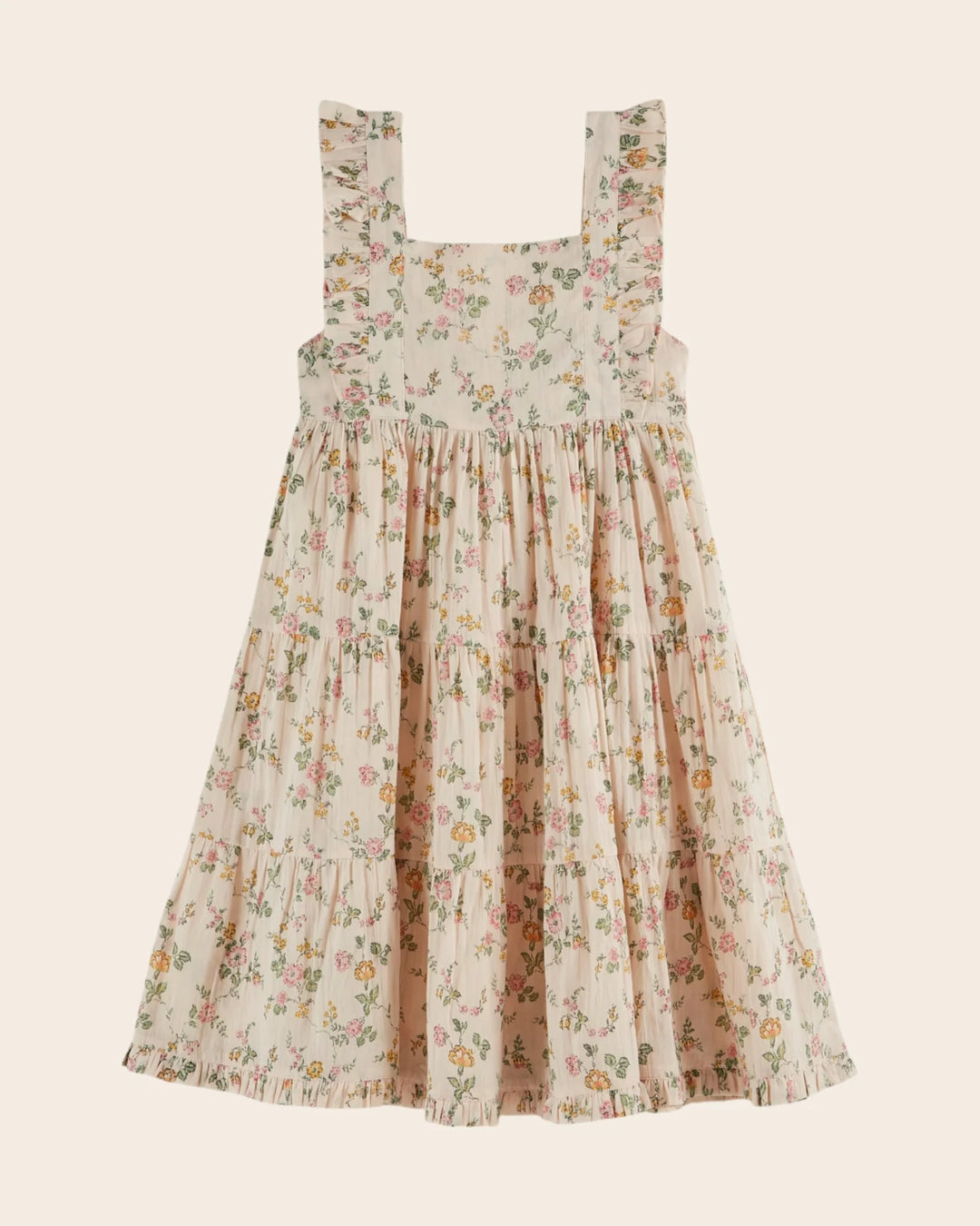 girls long cotton dress with rosier floral print