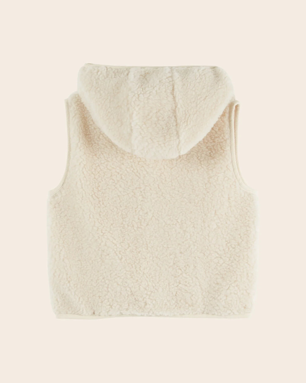 Emile et Ida kids ecru hooded sherpa jacket with soft fluffy fleece texture