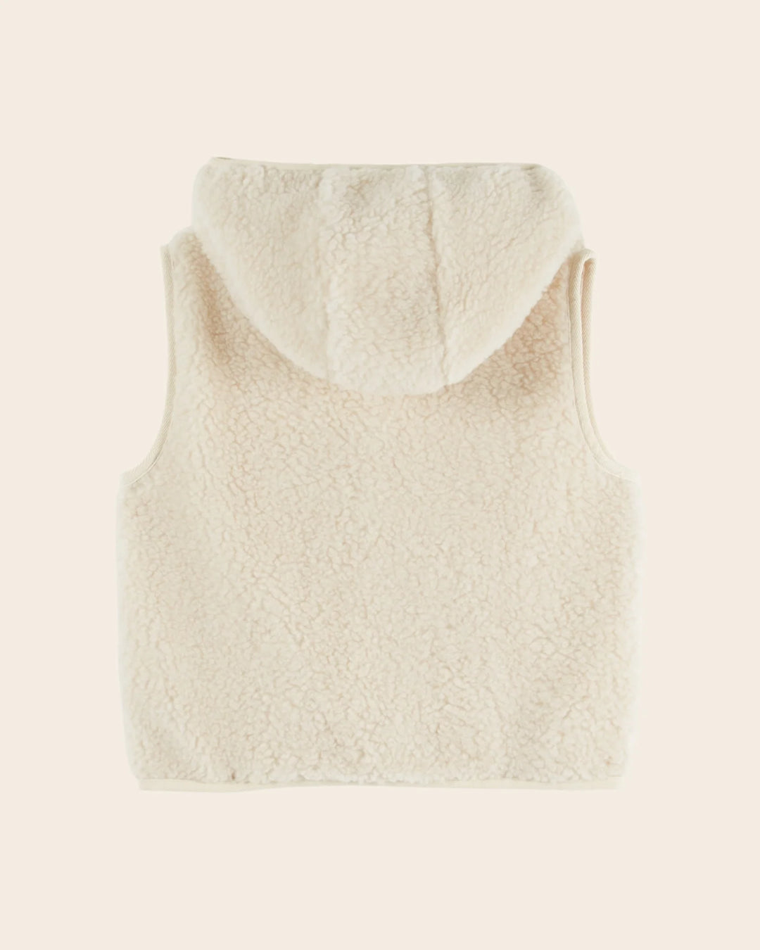 Emile et Ida kids ecru hooded sherpa jacket with soft fluffy fleece texture