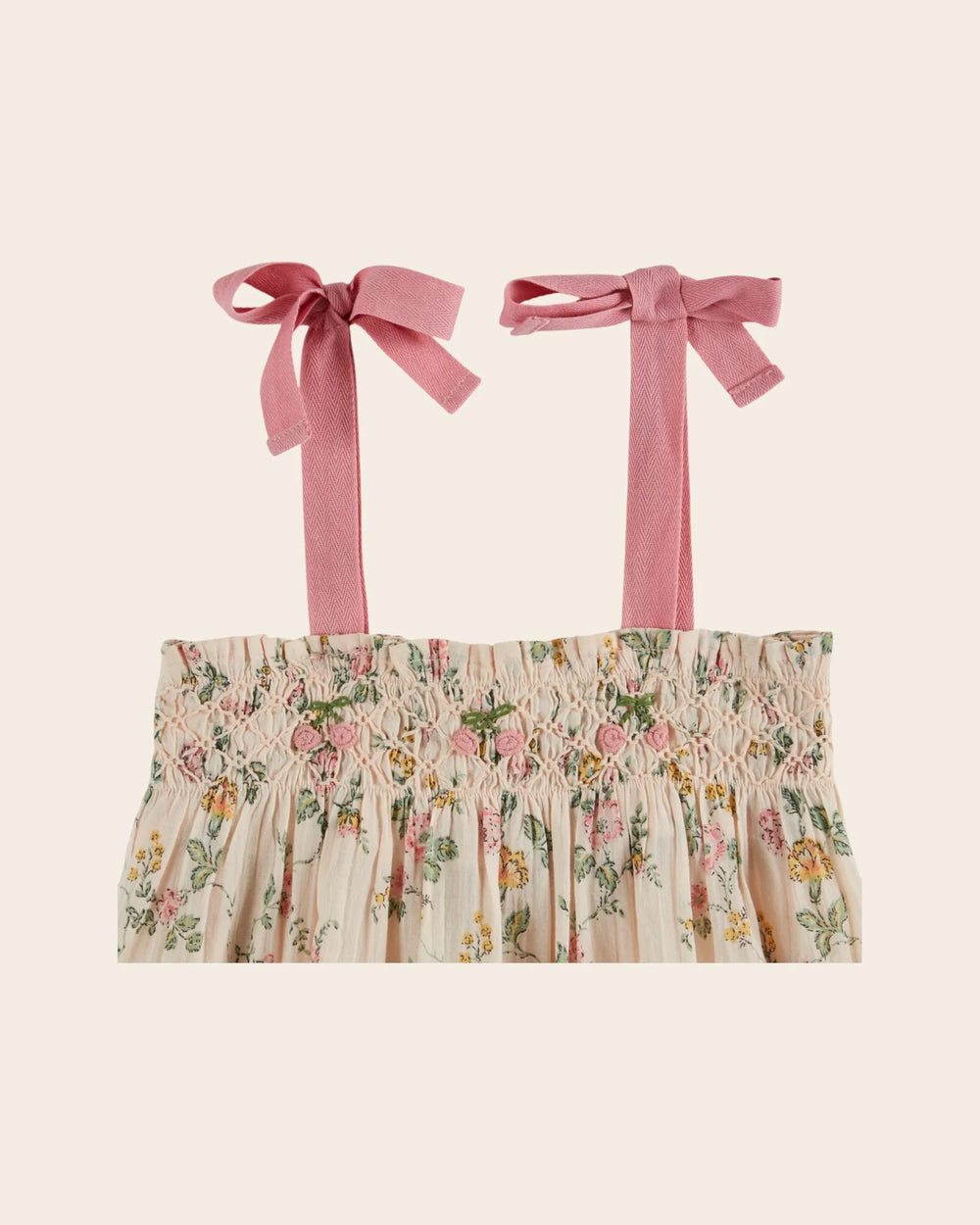 girls embroidered cotton cami top with floral broderie roses