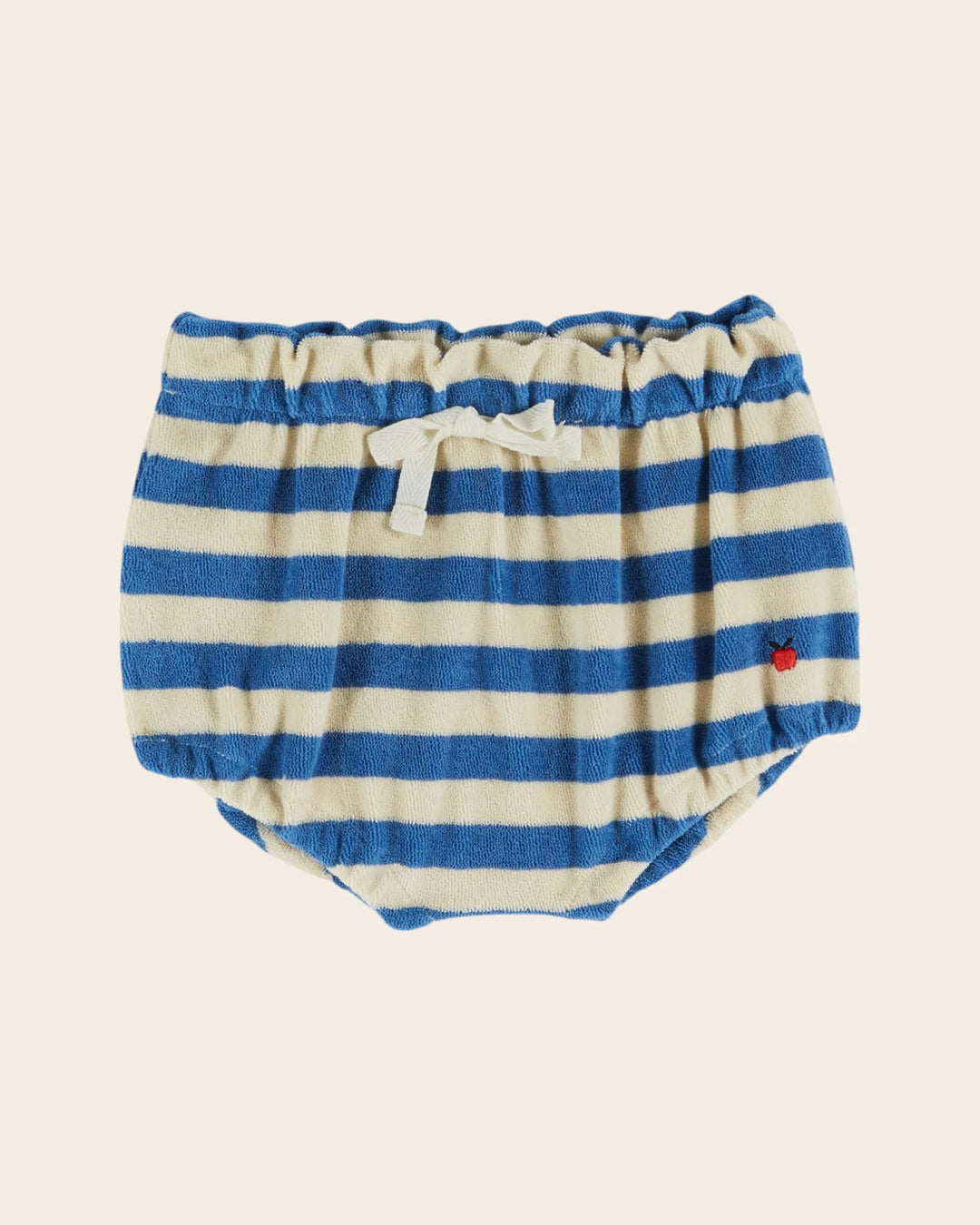 baby striped cotton terry bloomer in blue and cream by Emile et Ida
