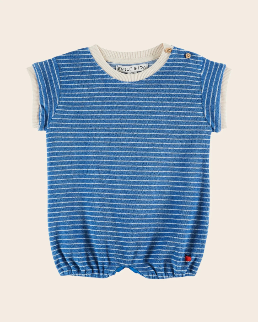 baby striped cotton terry bloomer in blue and cream
