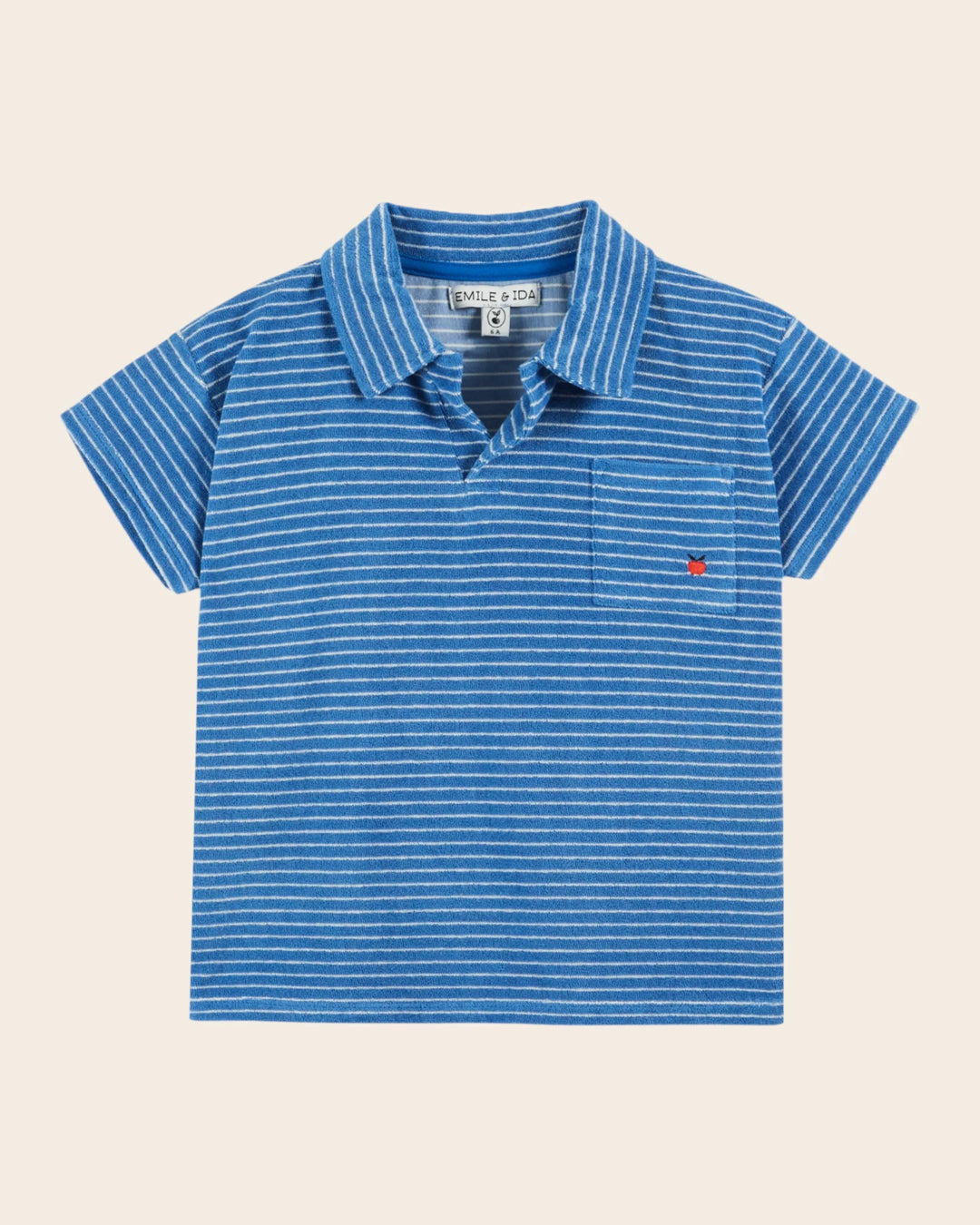 baby striped terry polo shirt with coquelicot stripes by Émile et Ida
