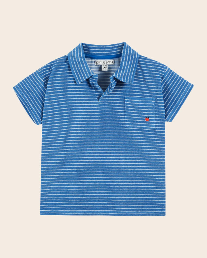 baby striped terry polo shirt with coquelicot stripes by Émile et Ida
