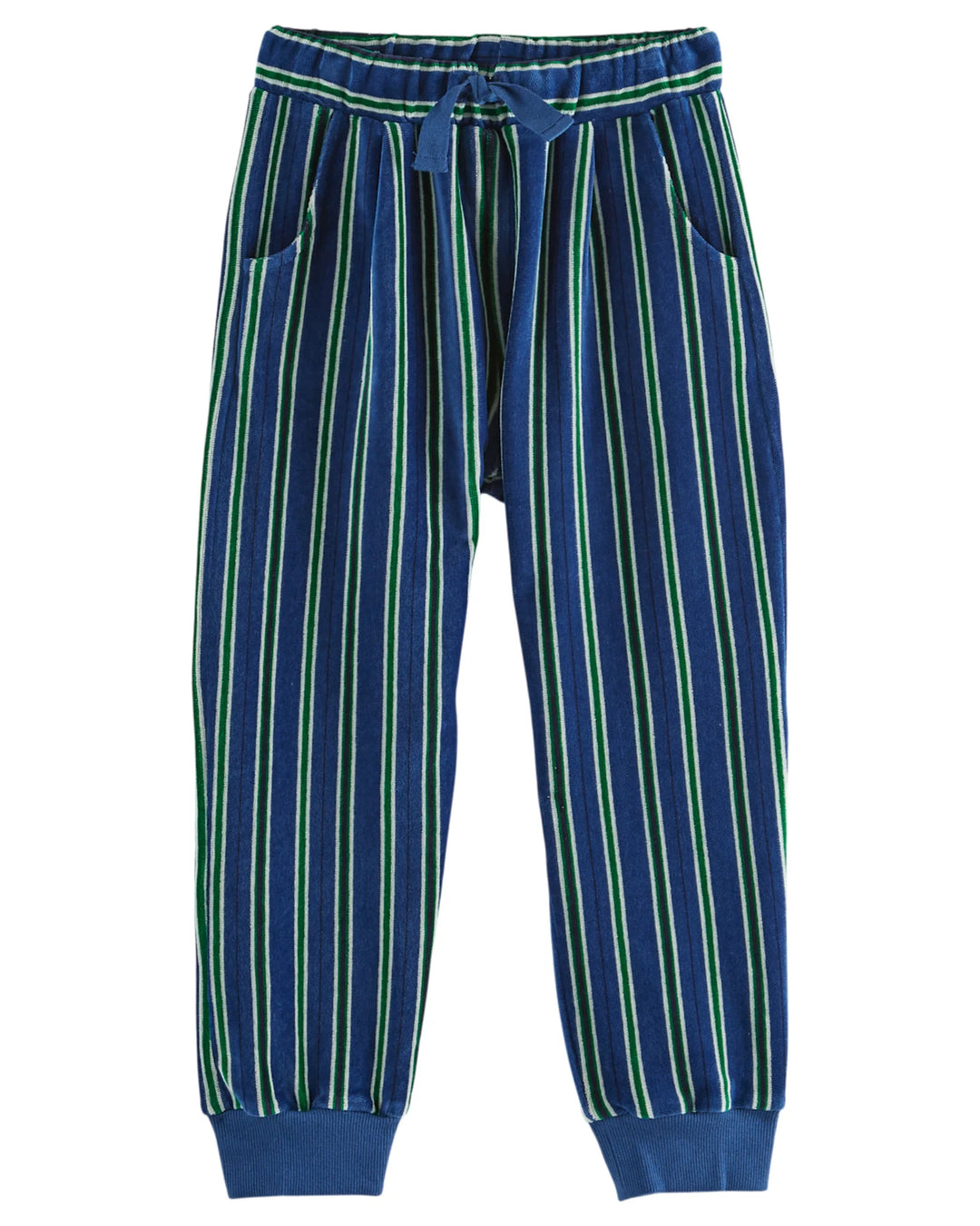 Emile et Ida boys striped velvet joggers in soft retro-inspired fabric