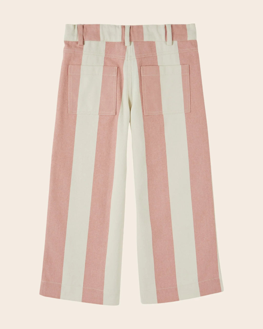 Back view of kids wide stripe canvas pants by Emile et Ida.