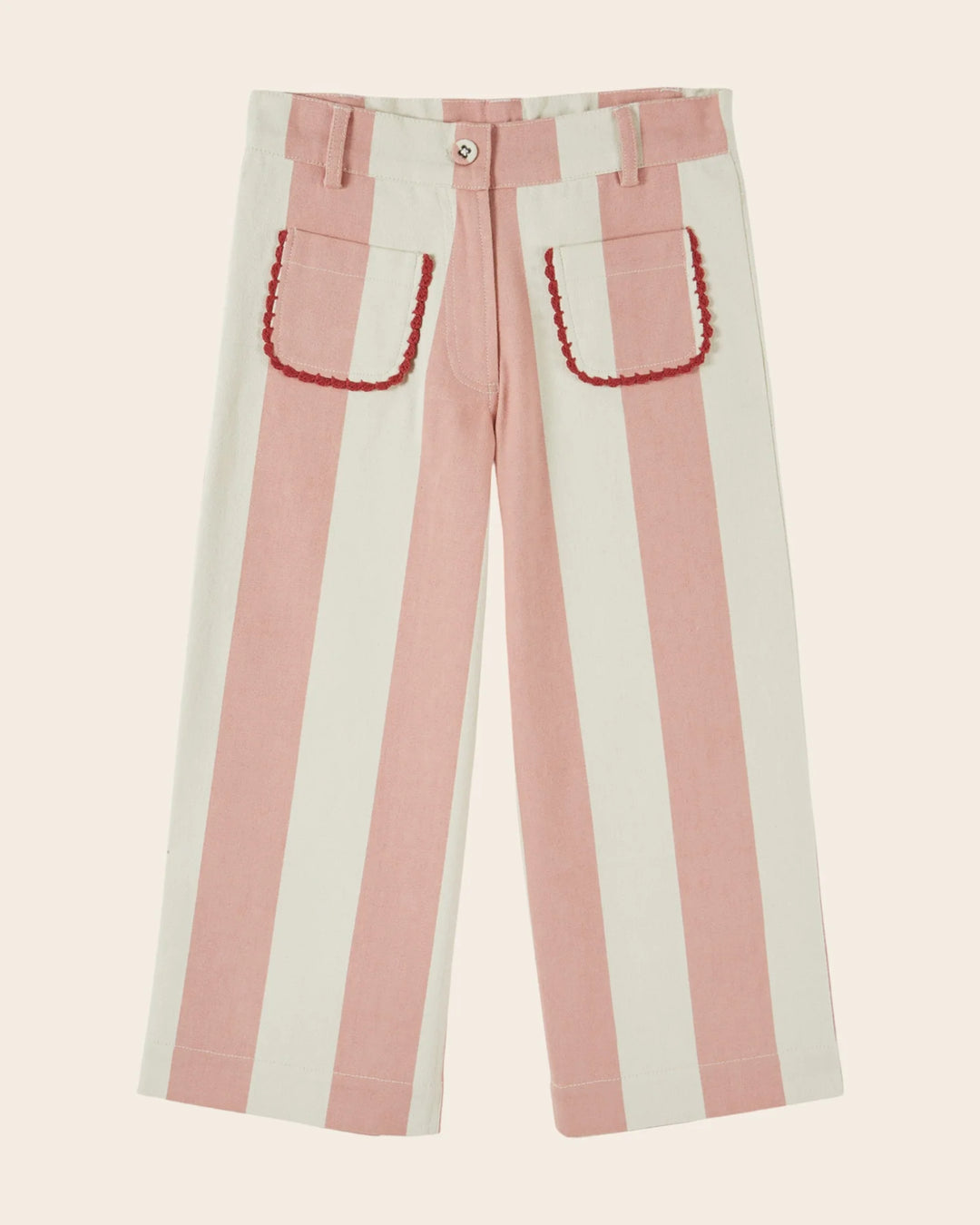 Kids wide stripe canvas pants by Emile et Ida, featuring a timeless striped design for everyday wear.