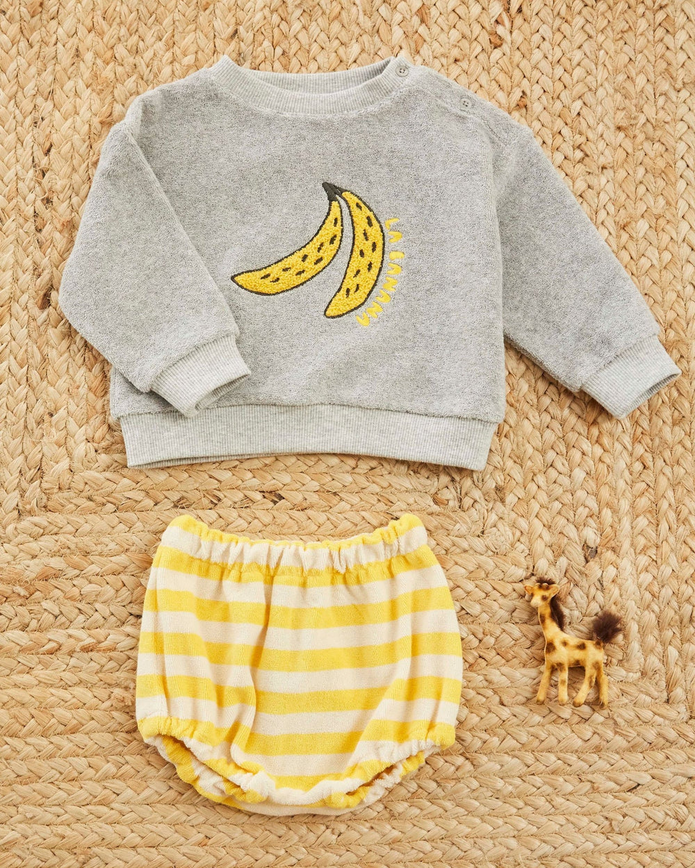 kids grey sweatshirt with banana embroidery

