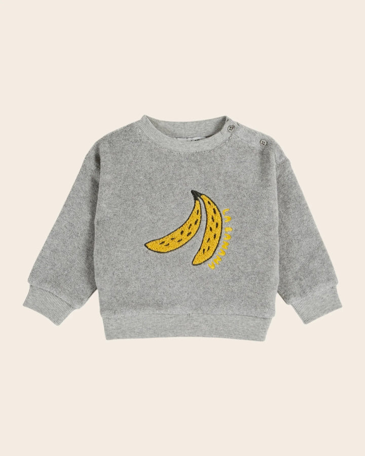 kids grey sweatshirt with banana embroidery

