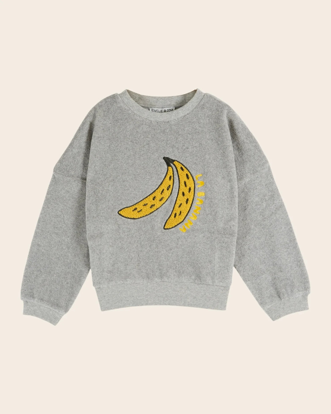 kids grey sweatshirt with banana embroidery
