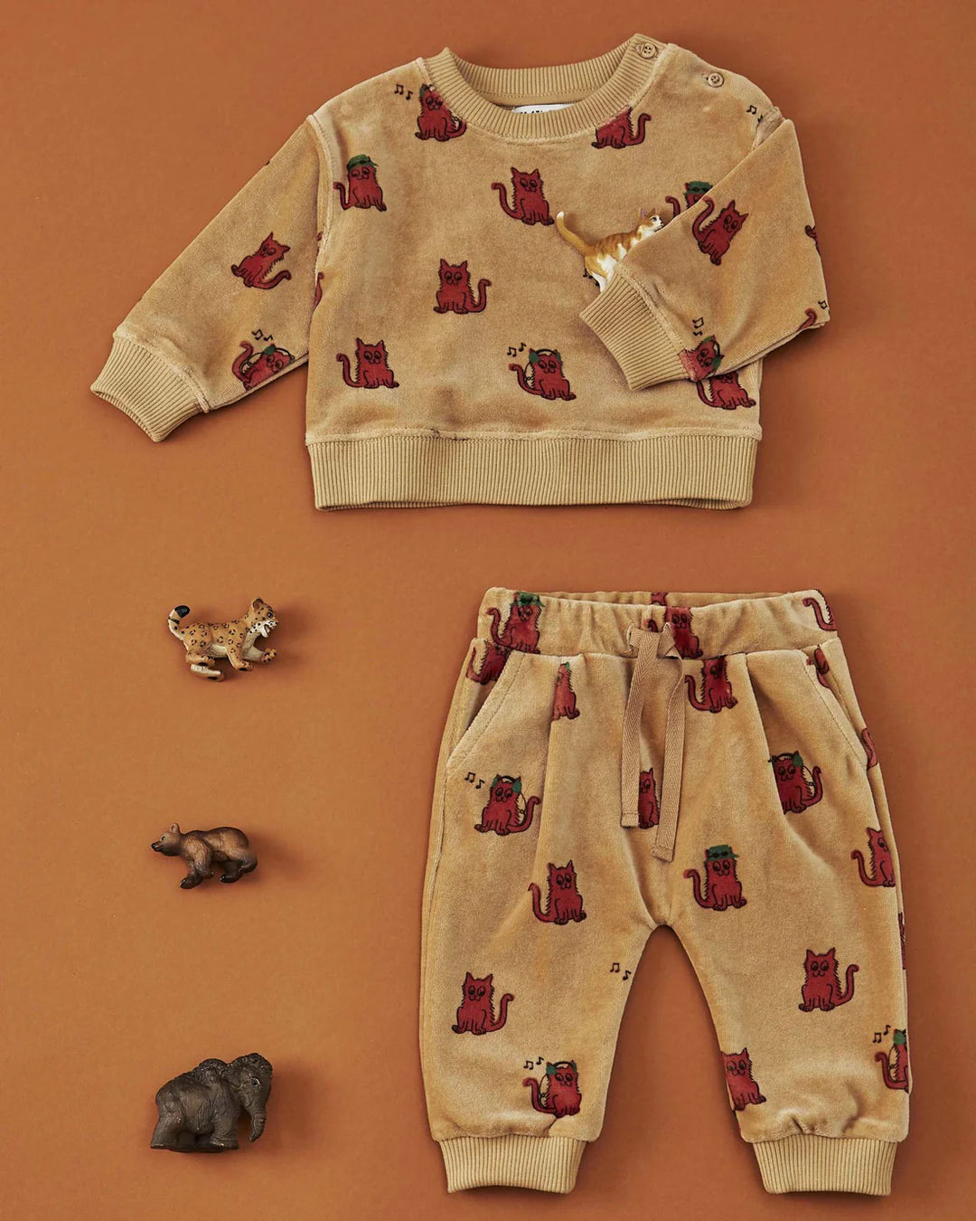 Sweatshirt Boy Velvet Acajou Cool Cat - قصيرة