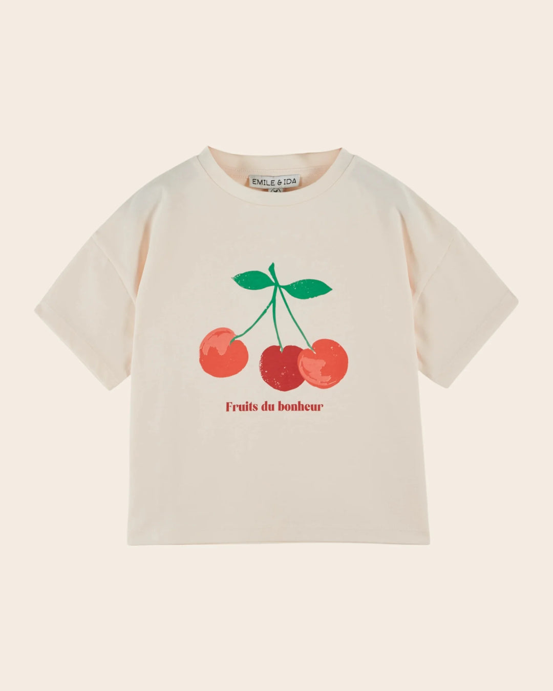 girls cream cherry print t-shirt fruit blossom
