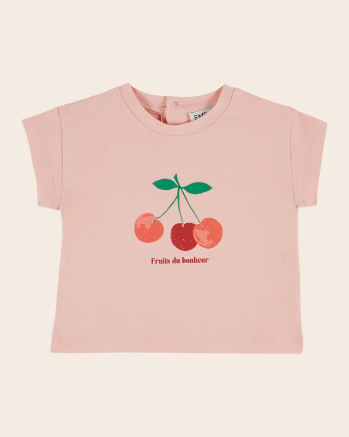 girls cream cherry print t-shirt fruit blossom
