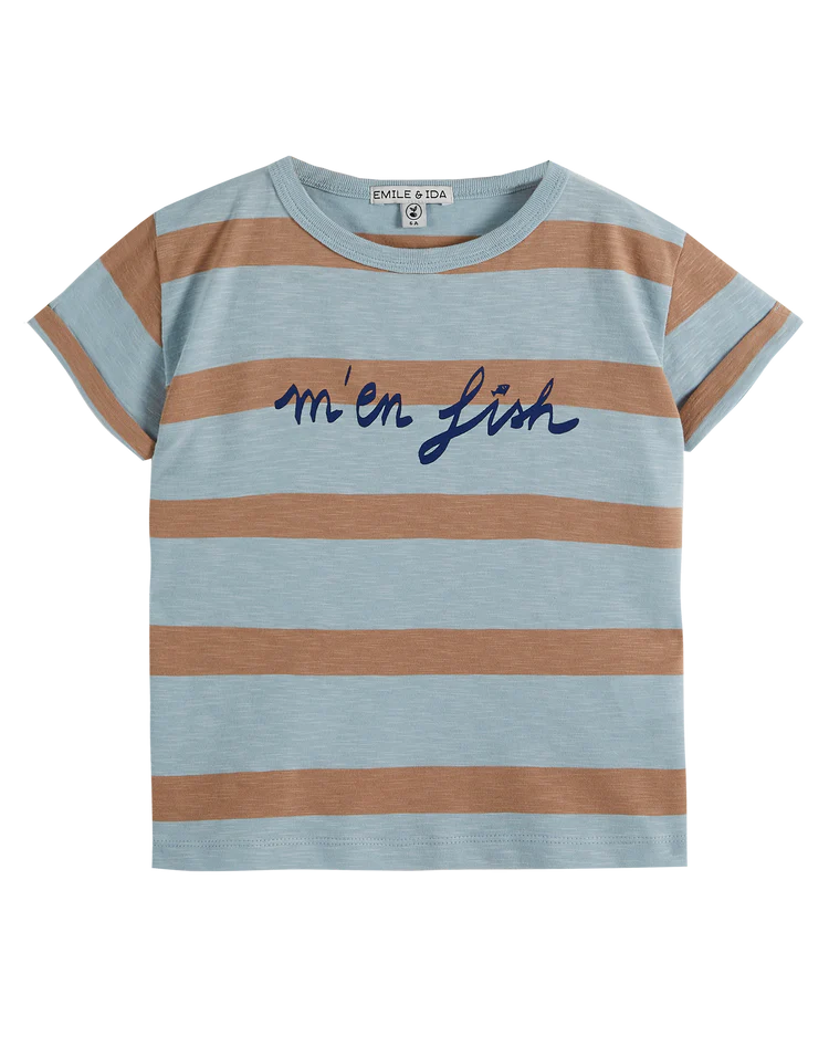 T-Shirt Boy Stripe Flocon - قصيرة