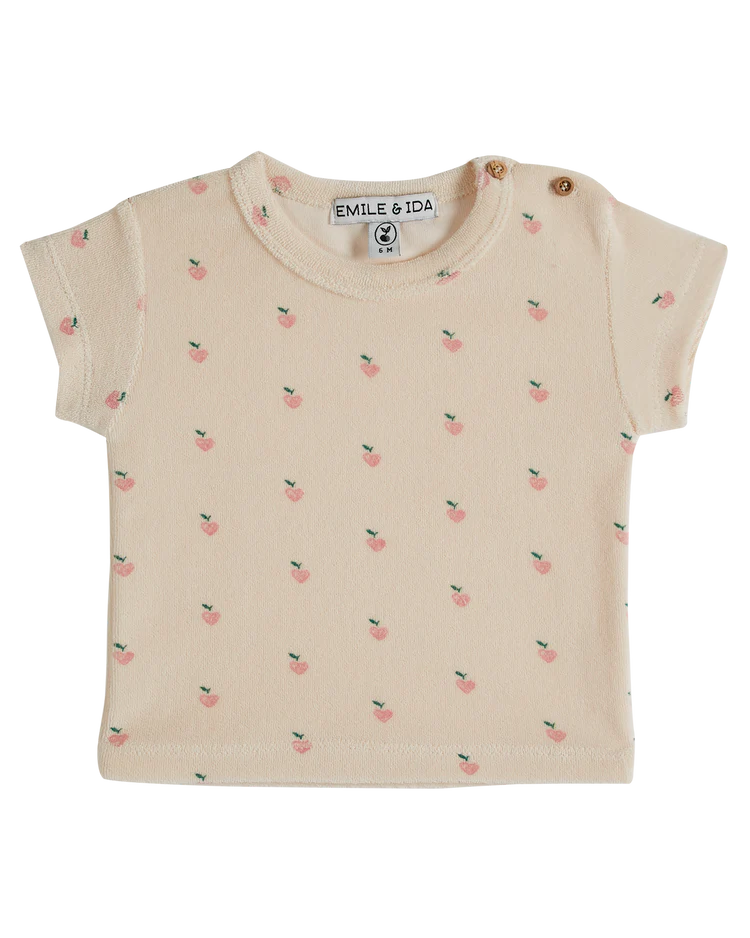 T-Shirt Baby Girl Towelling Small Pink Heart - قصيرة