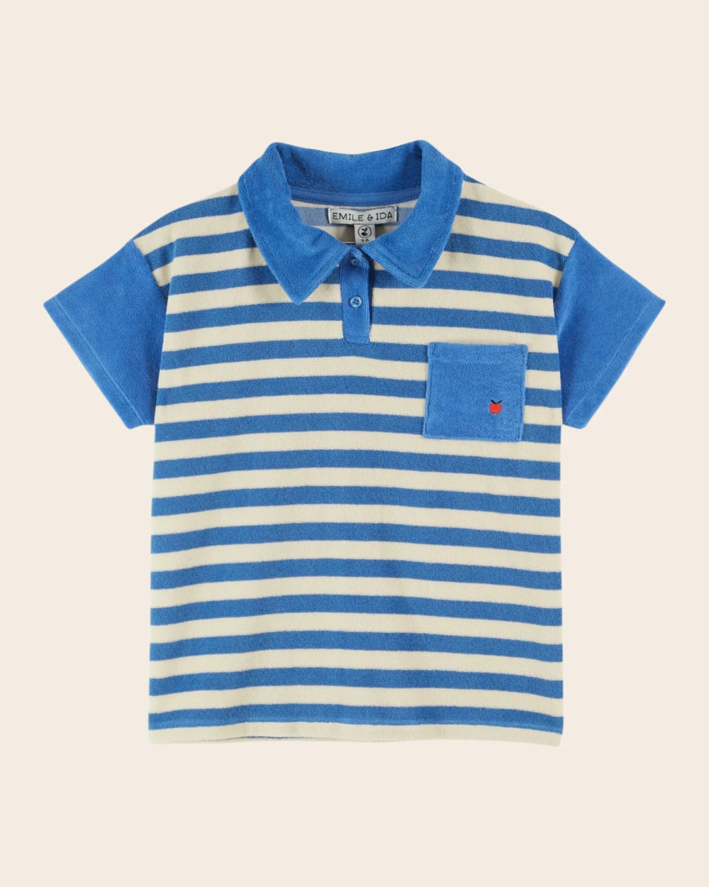  boy terry polo shirt with blue and ecru stripes by Emile et Ida
