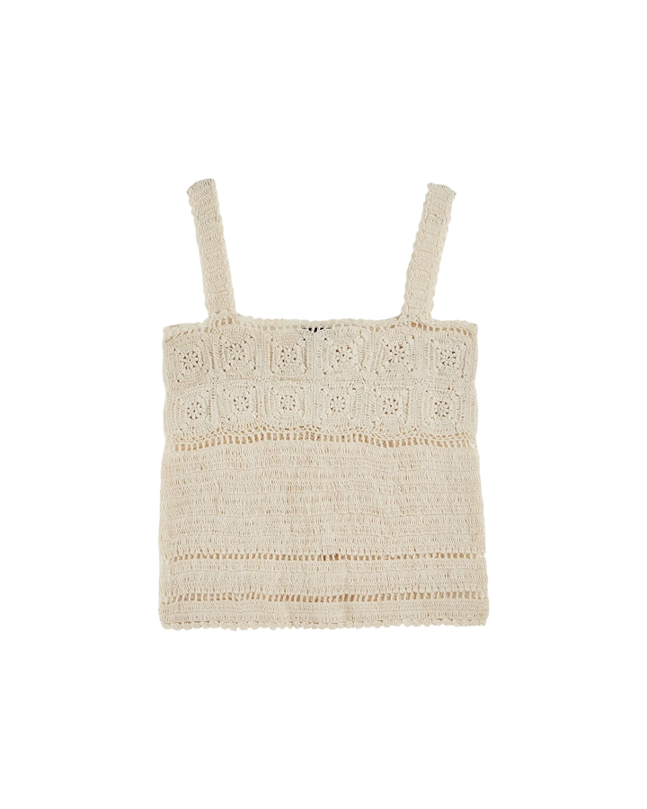 Women Top Crochet Off-white - قصيرة