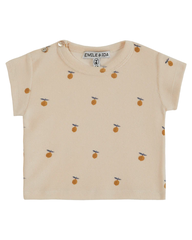 T-Shirt Baby Girl Towelling Lemon - قصيرة