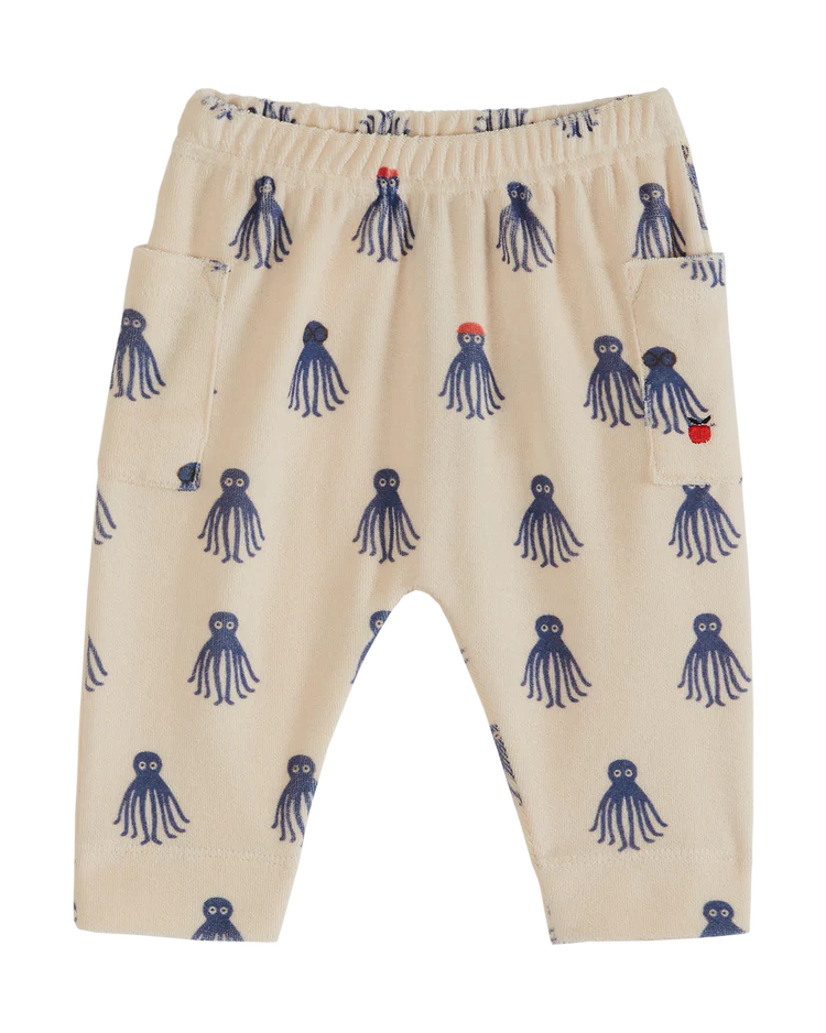 Trousers Baby Boy Towelling Octopus Blue - قصيرة