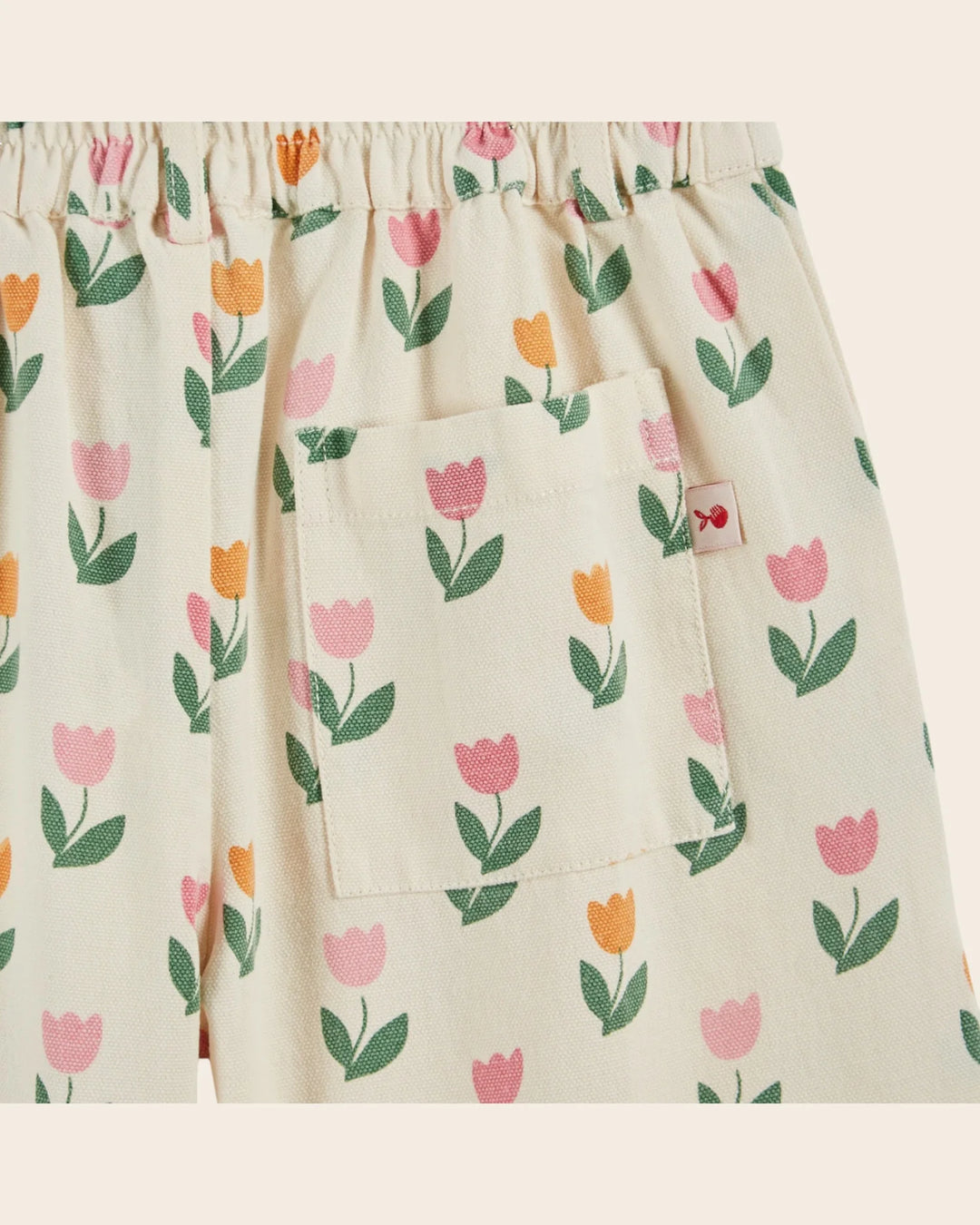 girls cream wide-leg pants with tulip floral print
