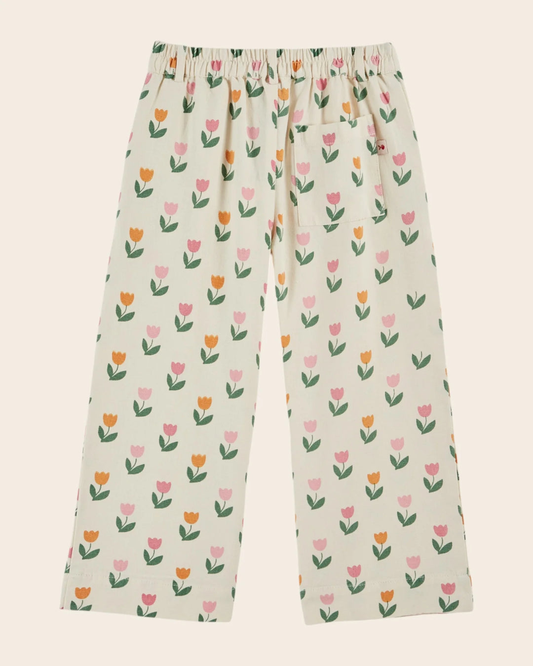 girls cream wide-leg pants with tulip floral print
