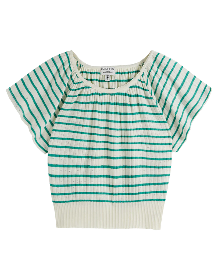 Women T-Shirt Stripe Haricot - قصيرة