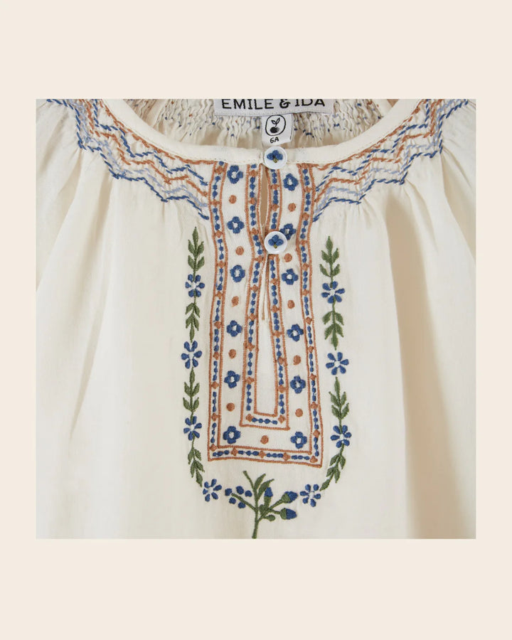 Blouse Girl Embroidery Creme - قصيرة