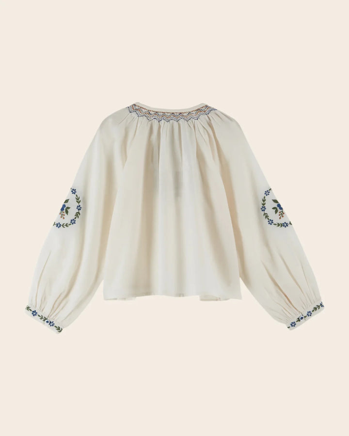 Blouse Girl Embroidery Creme - قصيرة