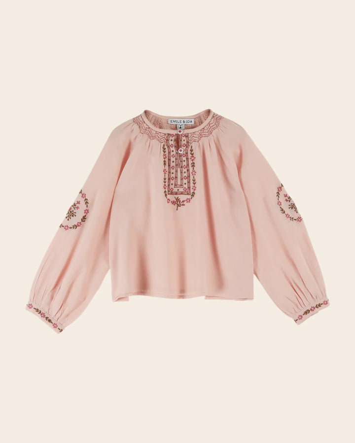 Blouse Girl Embroidery Peony - قصيرة