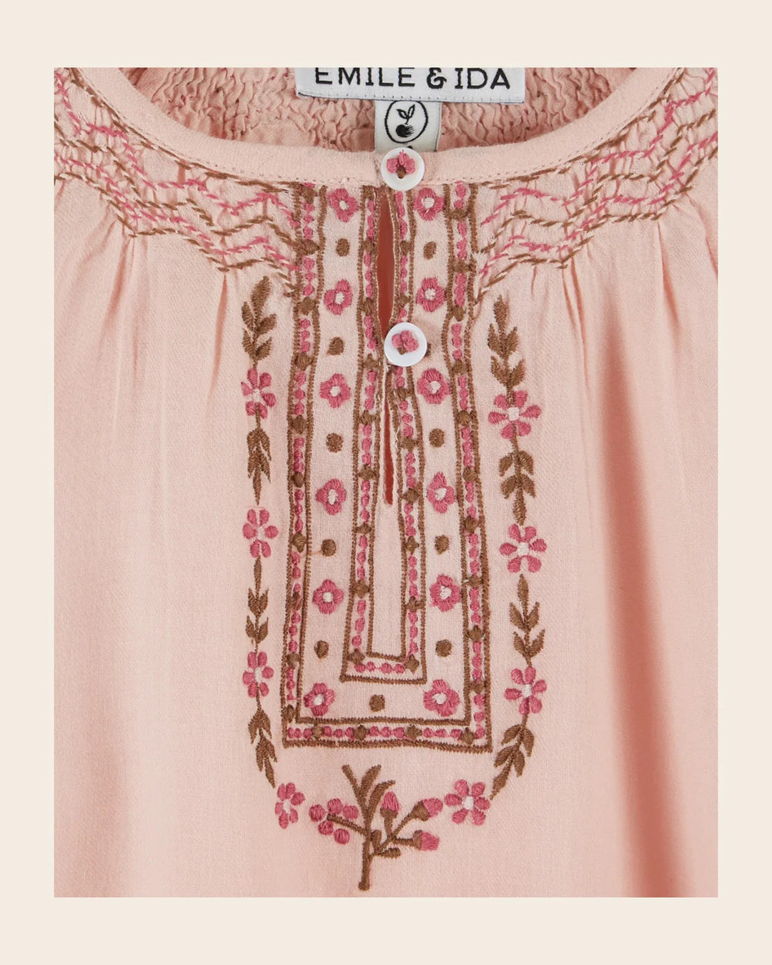 Blouse Girl Embroidery Peony - قصيرة