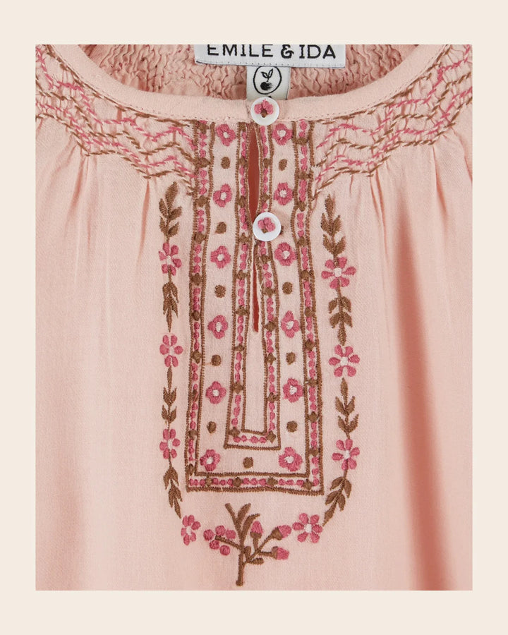 Blouse Girl Embroidery Peony - قصيرة
