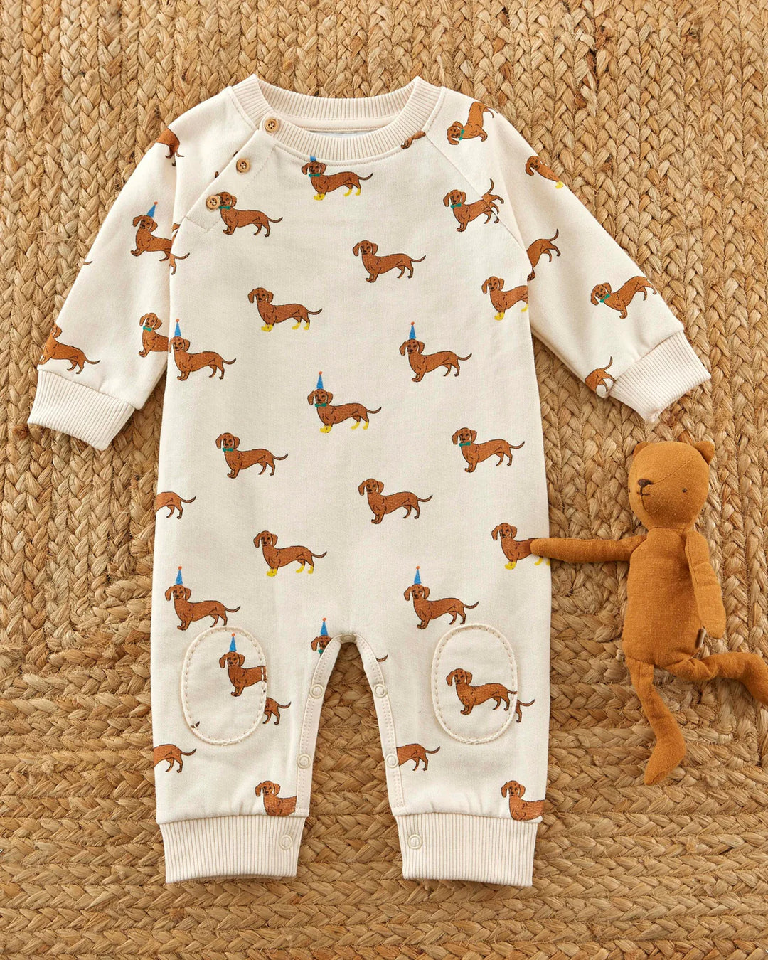 Baby Boy Jumpsuit Ecru - Dogs - قصيرة