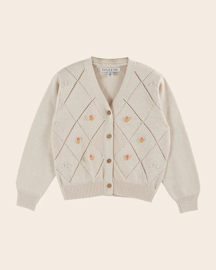 Cardigan Girl Embroidery - Ecru - قصيرة