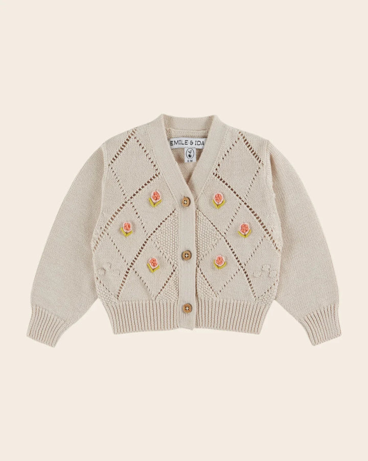 Cardigan Girl Embroidery - Ecru - قصيرة