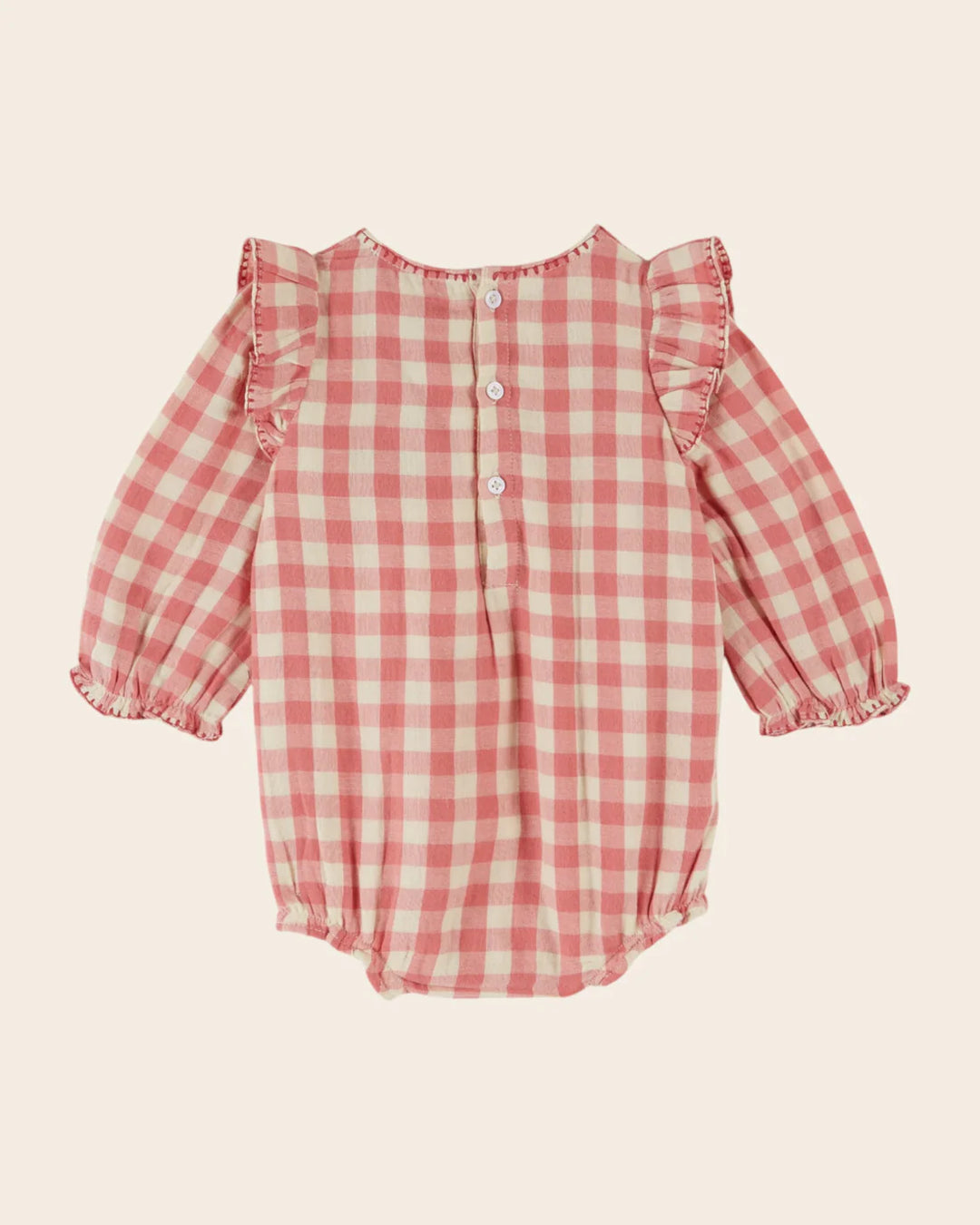 Overall Baby Girl Gingham - Pink - قصيرة