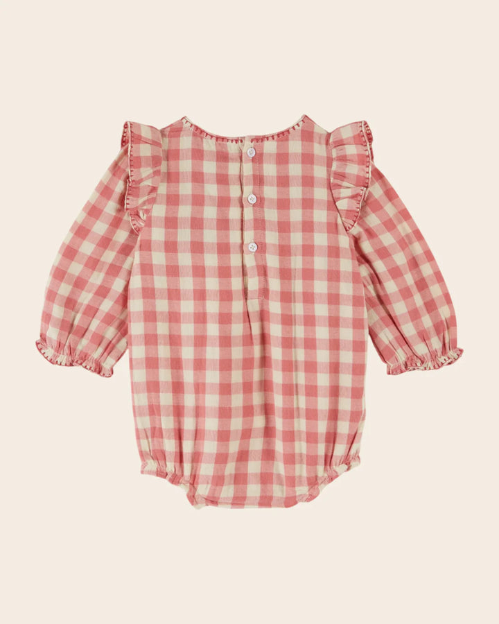 Overall Baby Girl Gingham - Pink - قصيرة