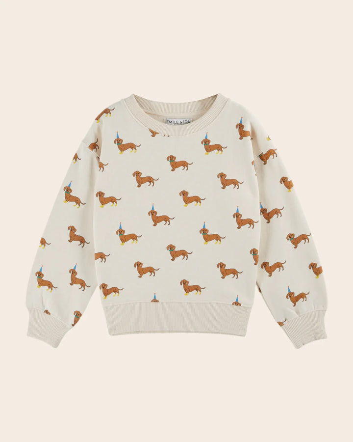 Sweatshirt Boy Ecru - Dogs  - قصيرة