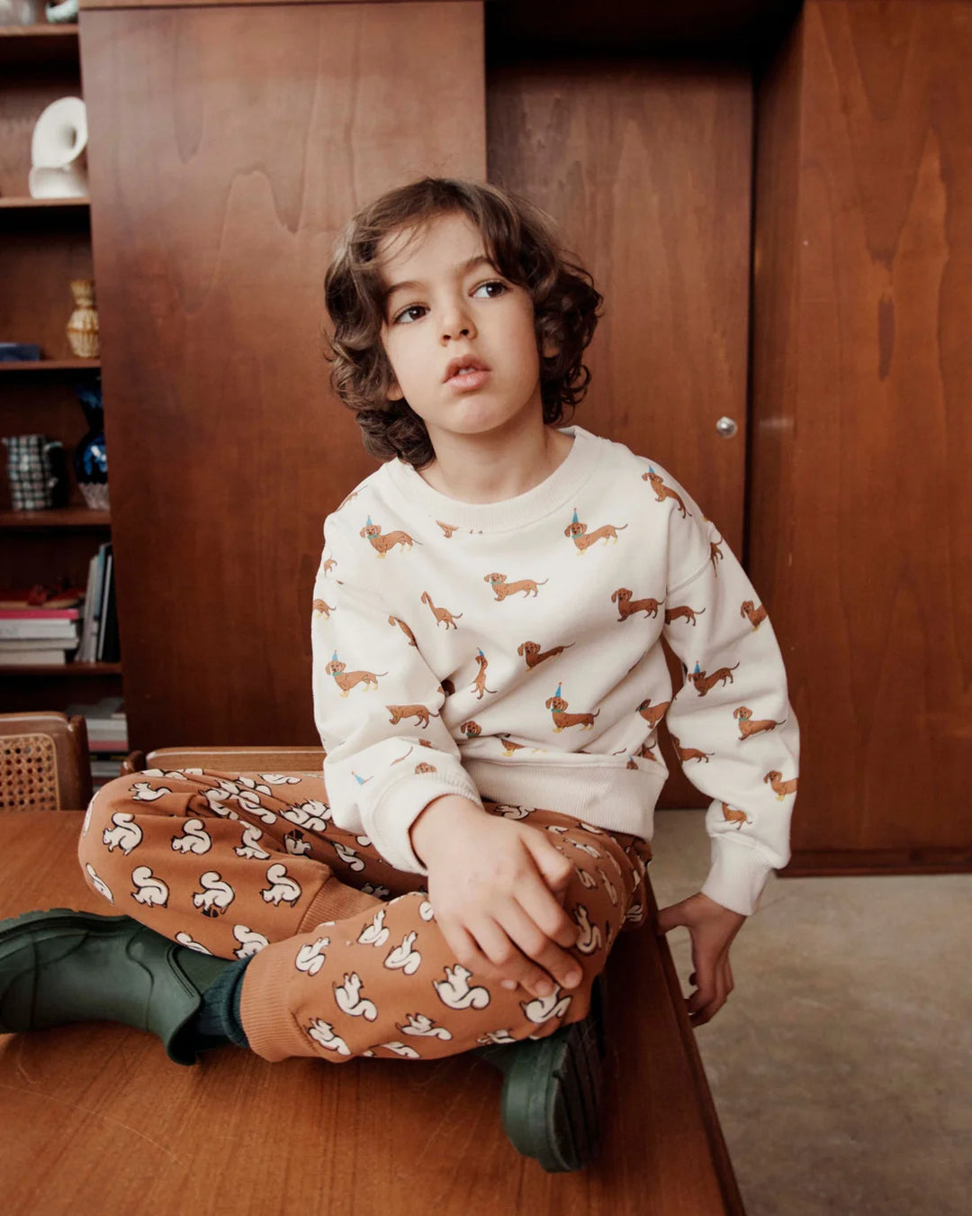 Sweatshirt Boy Ecru - Dogs  - قصيرة