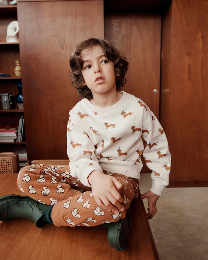 Sweatshirt Boy Ecru - Dogs  - قصيرة