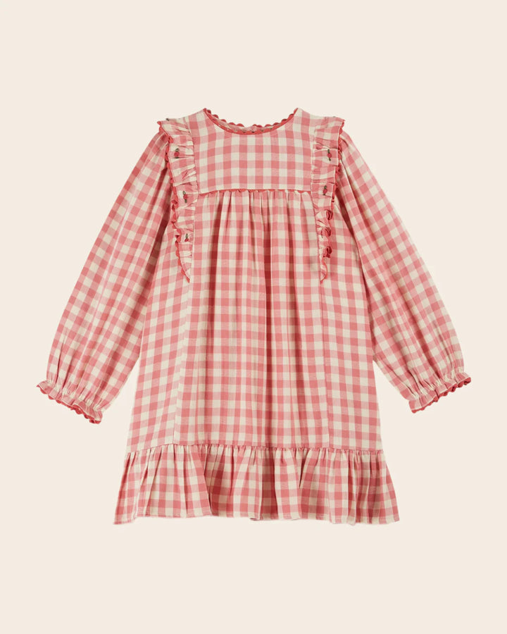 Dress Girl Gingham - Pink قصيرة