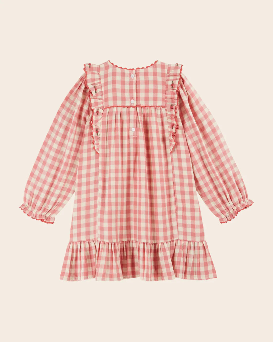 Dress Girl Gingham - Pink قصيرة